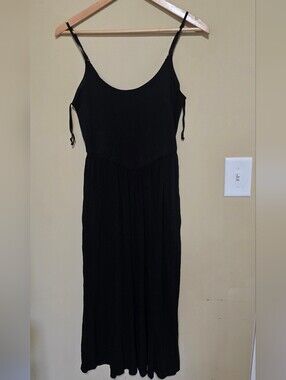 aerie Black Spaghetti Strap Maxi Dress
